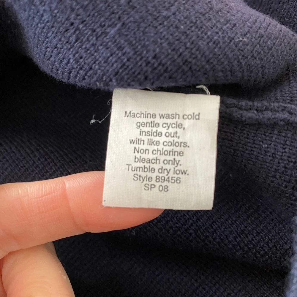 J. Crew Size Medium Navy Blue Knit Dress Button Detail Preppy Nautical Style